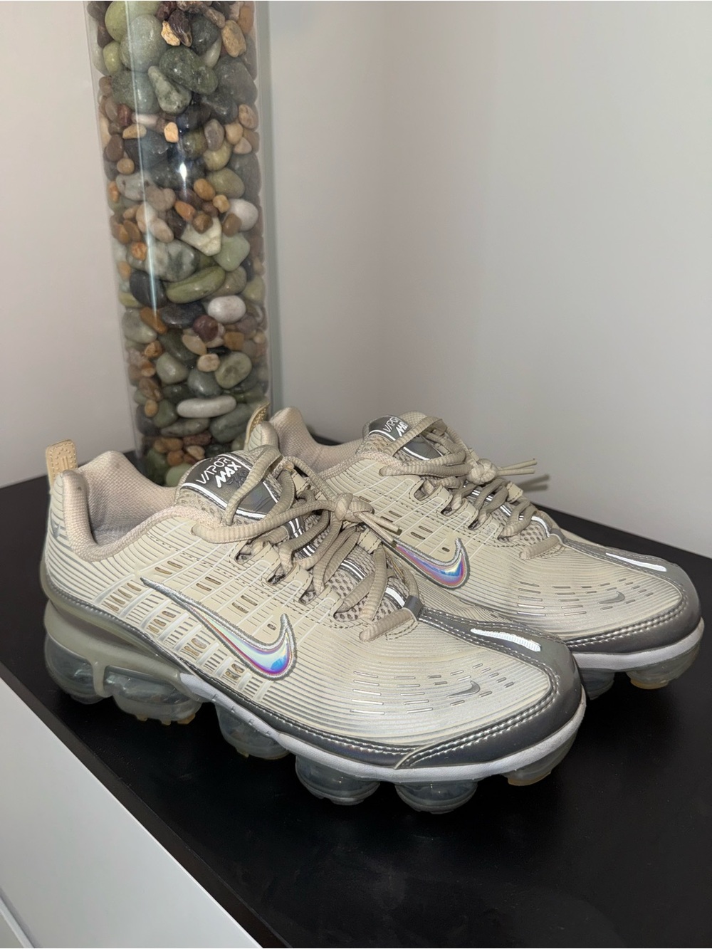 Nike VaporMax 360 Sneakers in Beige with Iridescent Swoosh Women’s 8.5 Kids 7